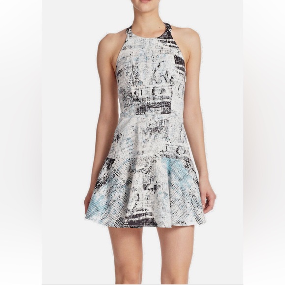 PARKER 'Leona' ~ Abstract Print Halter Cutout Flare Versatile Dress - Picture 1 of 7